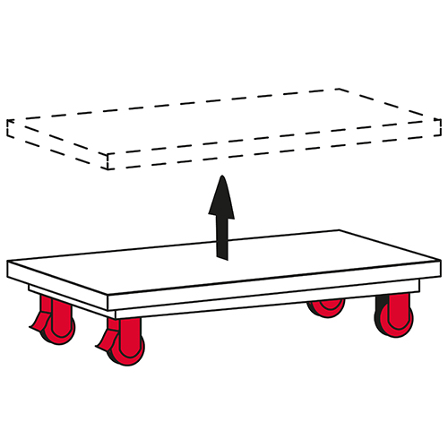 Unterer Rahmen auf Rädern (um den Tisch ohne Last zu bewegen)